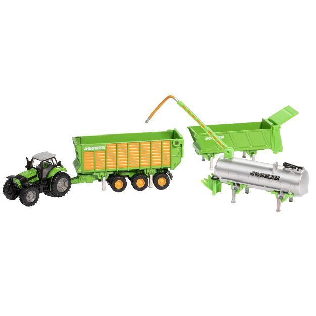 Bild von Spielzeugtraktor DEUTZ-FAHR Agrotron mit Joskin-Anhänger-Set